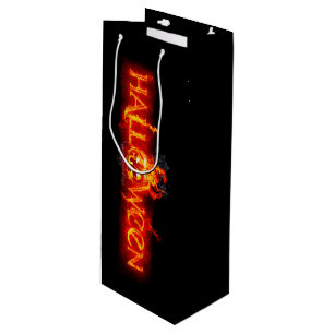 SlipperyJoe's Happy Halloween pumpkin glowing eyes Wine Gift Bag