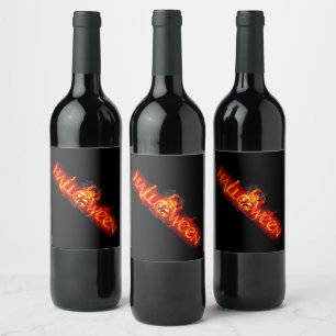 SlipperyJoe's Happy Halloween pumpkin glowing eyes Wine Label