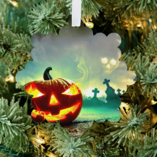 SlipperyJoe's Happy Halloween pumpkin LGBTQIA scar Tree Decoration Card