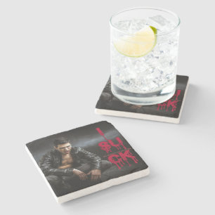 SlipperyJoe's Happy Halloween vampire fangs suck l Stone Coaster