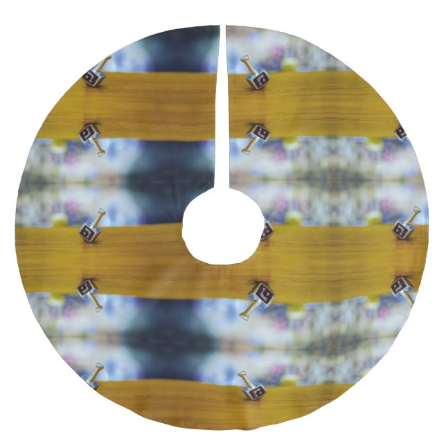 SlipperyJoe's Happy Hanukkah four-sided spinning t Brushed Polyester Tree Skirt (Front)