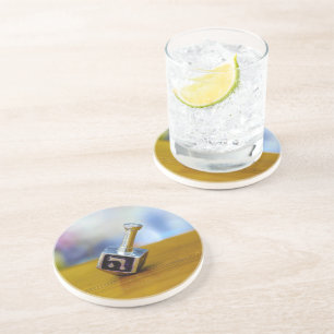 SlipperyJoe's Happy Hanukkah four-sided spinning t Coaster