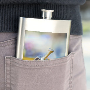 SlipperyJoe's Happy Hanukkah four-sided spinning t Hip Flask
