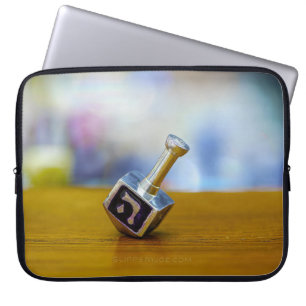 SlipperyJoe's Happy Hanukkah four-sided spinning t Laptop Sleeve