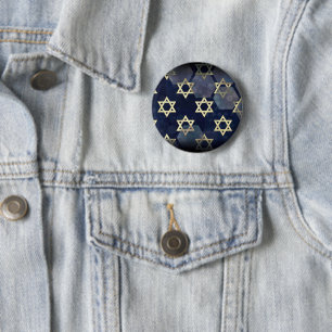SlipperyJoe's Happy Hanukkah multiple Star of Davi 6 Cm Round Badge