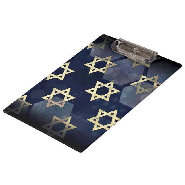 SlipperyJoe's Happy Hanukkah multiple Star of Davi Clipboard (Angled)