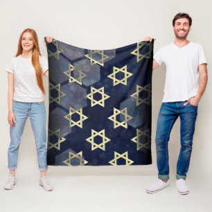 SlipperyJoe's Happy Hanukkah multiple Star of Davi Fleece Blanket