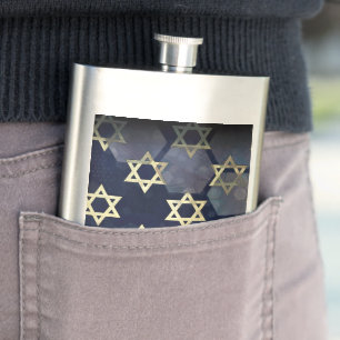 SlipperyJoe's Happy Hanukkah multiple Star of Davi Hip Flask