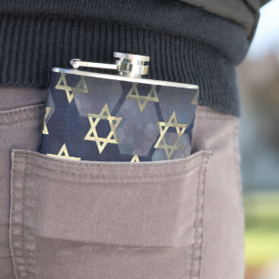 SlipperyJoe's Happy Hanukkah multiple Star of Davi Hip Flask