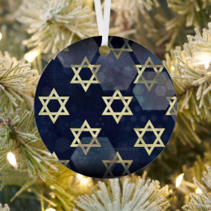 SlipperyJoe's Happy Hanukkah multiple Star of Davi Metal Tree Decoration
