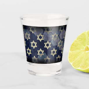SlipperyJoe's Happy Hanukkah multiple Star of Davi Shot Glass