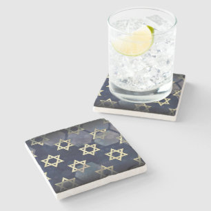 SlipperyJoe's Happy Hanukkah multiple Star of Davi Stone Coaster