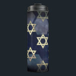 SlipperyJoe's Happy Hanukkah multiple Star of Davi Thermal Tumbler<br><div class="desc">SlipperyJoe's Happy Hanukkah multiple Star of David symbols artistic Celebration Jewish Hebrew Chanukah gifts decorations Judaism religion significant symbol relevant cultural religious contexts various hexagonal shapes dark blue purple hues dark abstract background layered textured appearance</div>