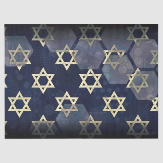 SlipperyJoe's Happy Hanukkah multiple Star of Davi Tissue Paper (Front)