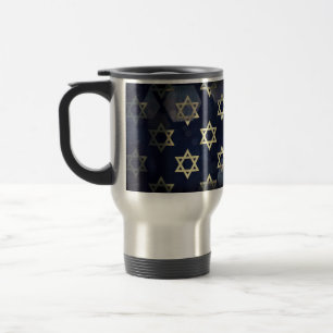 SlipperyJoe's Happy Hanukkah multiple Star of Davi Travel Mug