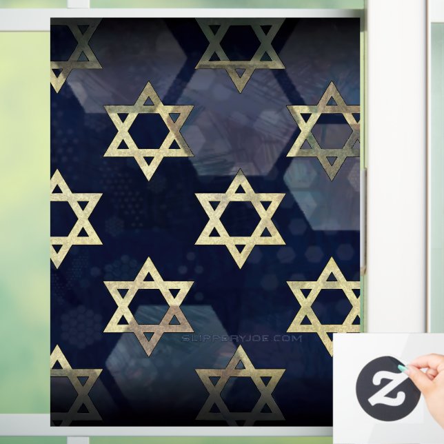 SlipperyJoe's Happy Hanukkah multiple Star of Davi Window Cling (Home)