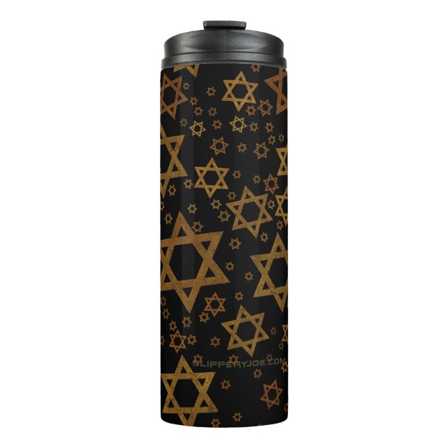 SlipperyJoe's Happy Hanukkah multiple Stars of Dav Thermal Tumbler (Front)