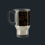 SlipperyJoe's Happy Hanukkah multiple Stars of Dav Travel Mug<br><div class="desc">SlipperyJoe's Happy Hanukkah multiple Stars of David pattern artistic Celebration Jewish identity heritage Hebrew Chanukah gifts decorations Judaism significant symbol religion various sizes brown gold shades visually appealing intricate design</div>