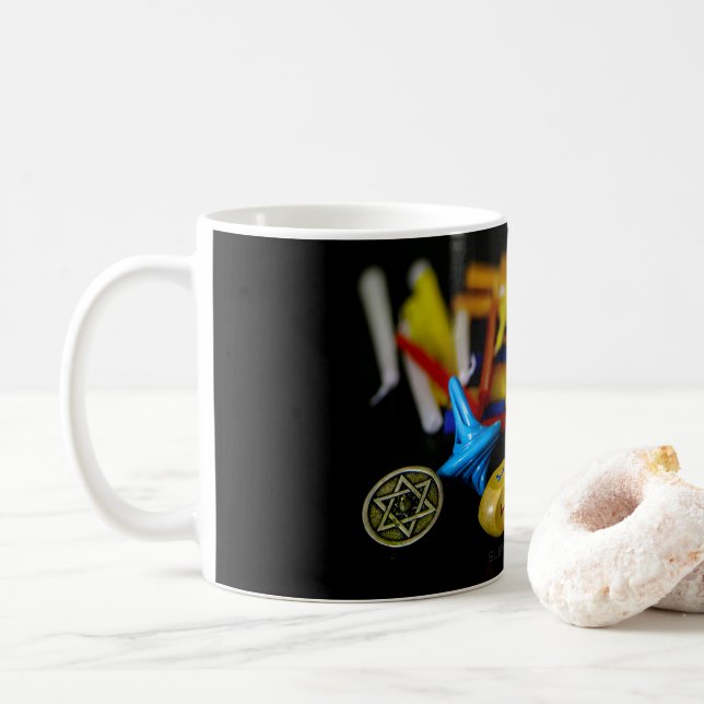 SlipperyJoe's Happy Hanukkah Star of David coin me Coffee Mug (With Donut)