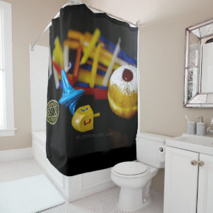 SlipperyJoe's Happy Hanukkah Star of David coin me Shower Curtain