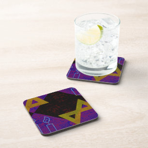 SlipperyJoe's Happy Hanukkah Star of David menorah Coaster