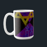 SlipperyJoe's Happy Hanukkah Star of David menorah Coffee Mug<br><div class="desc">SlipperyJoe's Happy Hanukkah Star of David menorah Dreidel artistic Celebration Candles Jewish Hebrew Chanukah gifts decorations Judaism religion culture religious practices traditions geometric symbolic design depth contrast order symmetry</div>