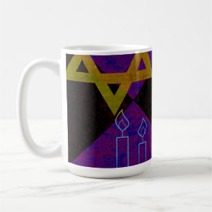 SlipperyJoe's Happy Hanukkah Star of David menorah Coffee Mug
