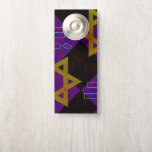 SlipperyJoe's Happy Hanukkah Star of David menorah Door Hanger<br><div class="desc">SlipperyJoe's Happy Hanukkah Star of David menorah Dreidel artistic Celebration Candles Jewish Hebrew Chanukah gifts decorations Judaism religion culture religious practices traditions geometric symbolic design depth contrast order symmetry</div>