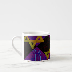 SlipperyJoe's Happy Hanukkah Star of David menorah Espresso Cup