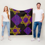 SlipperyJoe's Happy Hanukkah Star of David menorah Fleece Blanket<br><div class="desc">SlipperyJoe's Happy Hanukkah Star of David menorah Dreidel artistic Celebration Candles Jewish Hebrew Chanukah gifts decorations Judaism religion culture religious practices traditions geometric symbolic design depth contrast order symmetry</div>