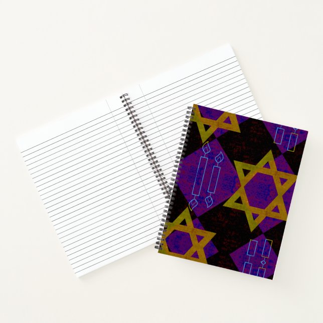 SlipperyJoe's Happy Hanukkah Star of David menorah Notebook (Inside)