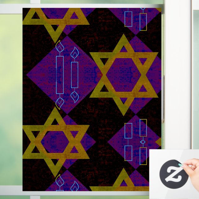 SlipperyJoe's Happy Hanukkah Star of David menorah Window Cling (Home)