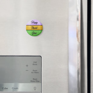 SlipperyJoe's Happy Mardi Gras purple gold green b Magnet