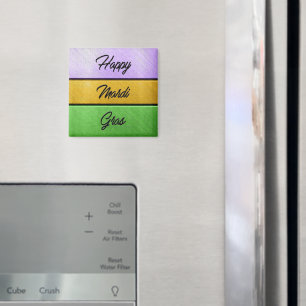 SlipperyJoe's Happy Mardi Gras purple gold green b Magnet