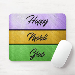 SlipperyJoe's Happy Mardi Gras purple gold green b Mouse Mat