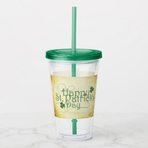 SlipperyJoe's Happy St. Patrick's Day holiday Iris Acrylic Tumbler