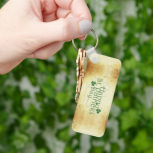 SlipperyJoe's Happy St. Patrick's Day holiday Iris Key Ring