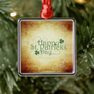 SlipperyJoe's Happy St. Patrick's Day holiday Iris Metal Tree Decoration