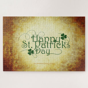 SlipperyJoe's Happy St. Patrick's Day three-leaf c Jigsaw Puzzle