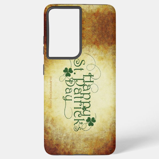 SlipperyJoe's Happy St. Patrick's Day three-leaf c Samsung Galaxy S21 Ultra Case (Back)