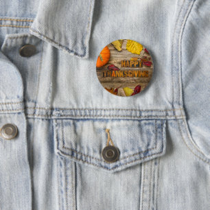 SlipperyJoe's Happy Thanksgiving pumpkin dried lea 6 Cm Round Badge