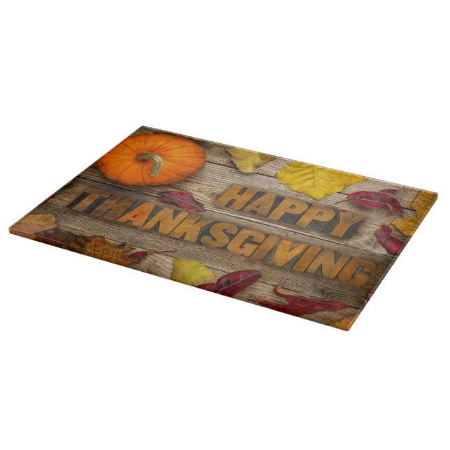 SlipperyJoe's Happy Thanksgiving pumpkin dried lea Cutting Board (Corner)