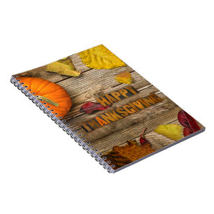 SlipperyJoe's Happy Thanksgiving pumpkin dried lea Notebook