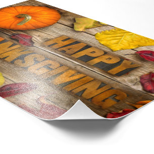 SlipperyJoe's Happy Thanksgiving pumpkin dried lea Photo Print