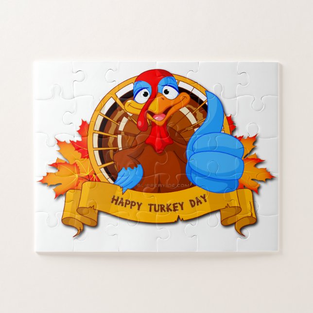 SlipperyJoe's Happy Turkey Day autumn leaves turke Jigsaw Puzzle (Horizontal)