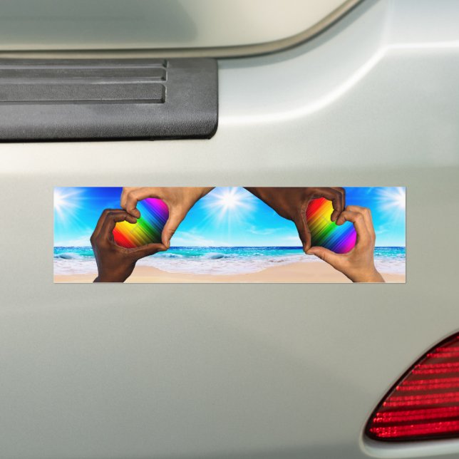 SlipperyJoe's Hearted hands interracial male hands Bumper Sticker (On Car)