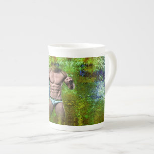 SlipperyJoe's highly muscular adult man shirtless  Bone China Mug