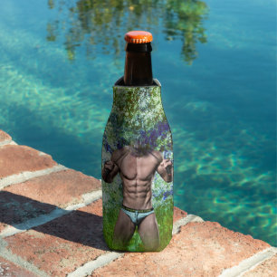 SlipperyJoe's highly muscular adult man shirtless  Bottle Cooler