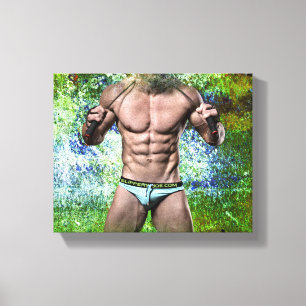 SlipperyJoe's highly muscular adult man shirtless  Canvas Print