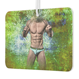 SlipperyJoe's highly muscular adult man shirtless Car Air Freshener